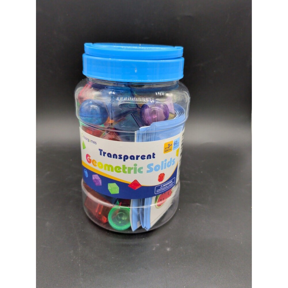 3D Translucent Geometric Solid Shape Counters with Storage Jar - 60 Pc.